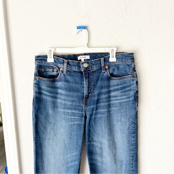 Re/Done Jeans Women's 31 Mid-Rise Stove Pipe Royal Fade - Picture 3 of 9